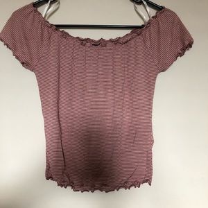 Pink Striped Forever 21 Off The Shoulder Knit Top